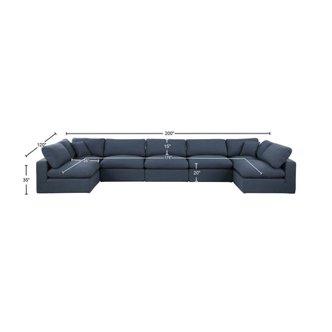 Dolce Navy Linen Textured Fabric Modular Sectional Sec7B