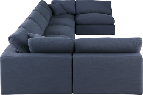 Dolce Navy Linen Textured Fabric Modular Sectional Sec7B