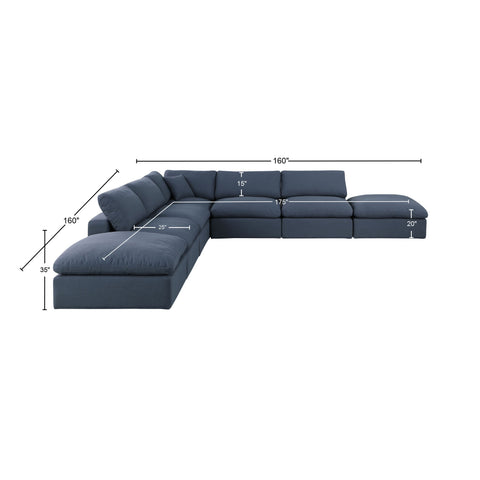 Dolce Navy Linen Textured Fabric Modular Sectional Sec7C