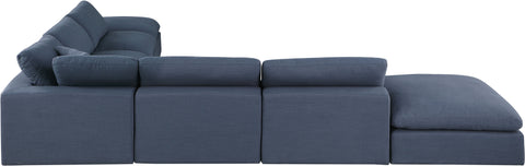 Dolce Navy Linen Textured Fabric Modular Sectional Sec7C