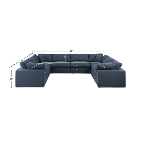 Dolce Navy Linen Textured Fabric Modular Sectional Sec8A