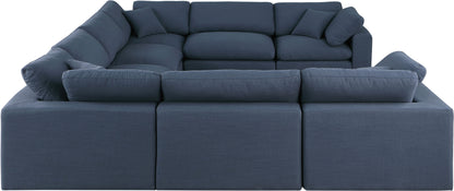 Dolce Navy Linen Textured Fabric Modular Sectional Sec8A