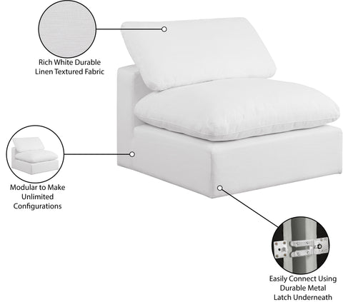 Farrah White Linen Textured Fabric Upholstered Armless Chair, 1 Piece