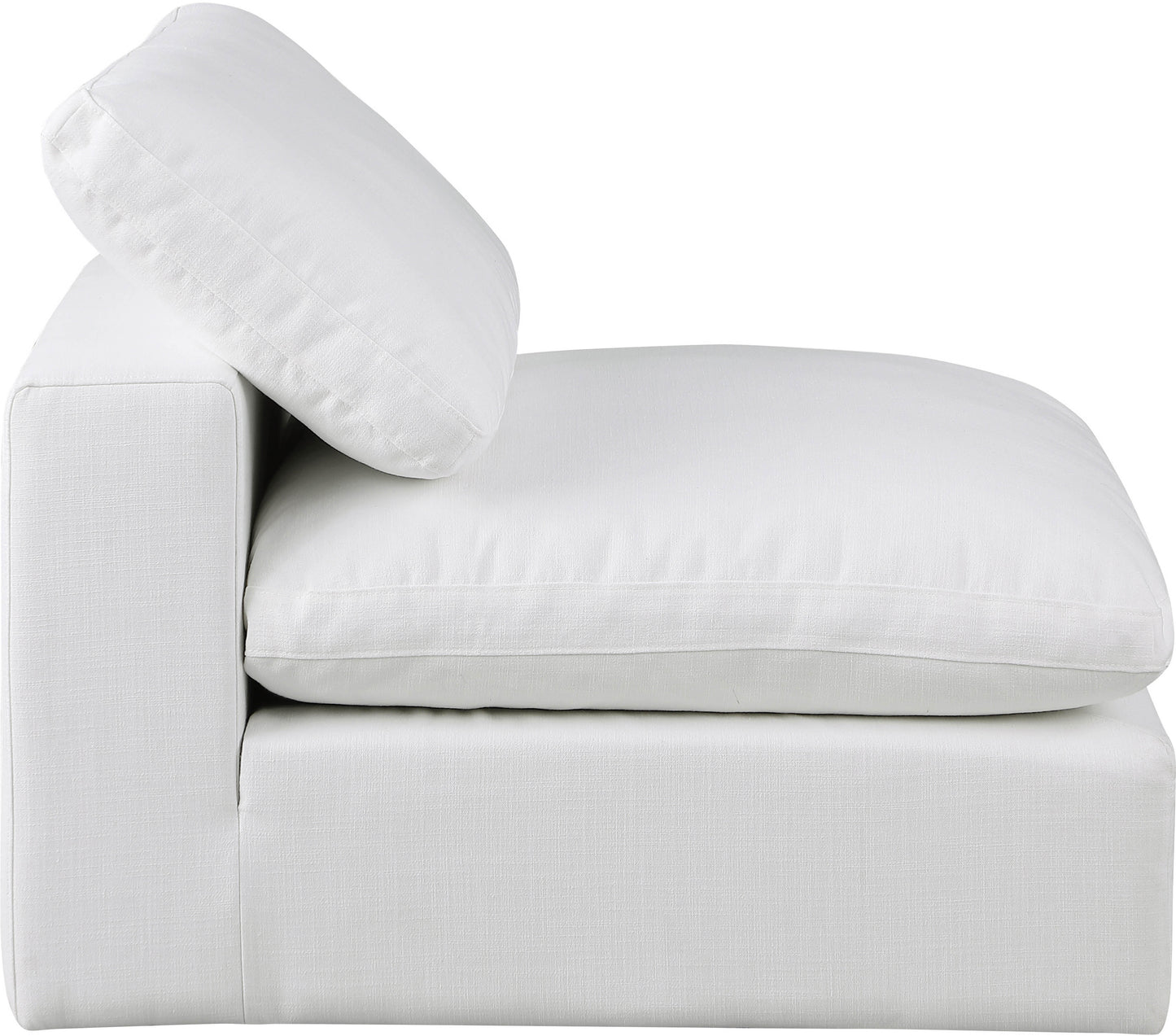 dolce white linen textured fabric modular armless chair armless