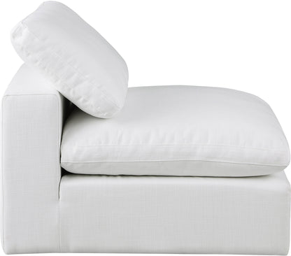 Dolce White Linen Textured Fabric Modular Armless Chair Armless