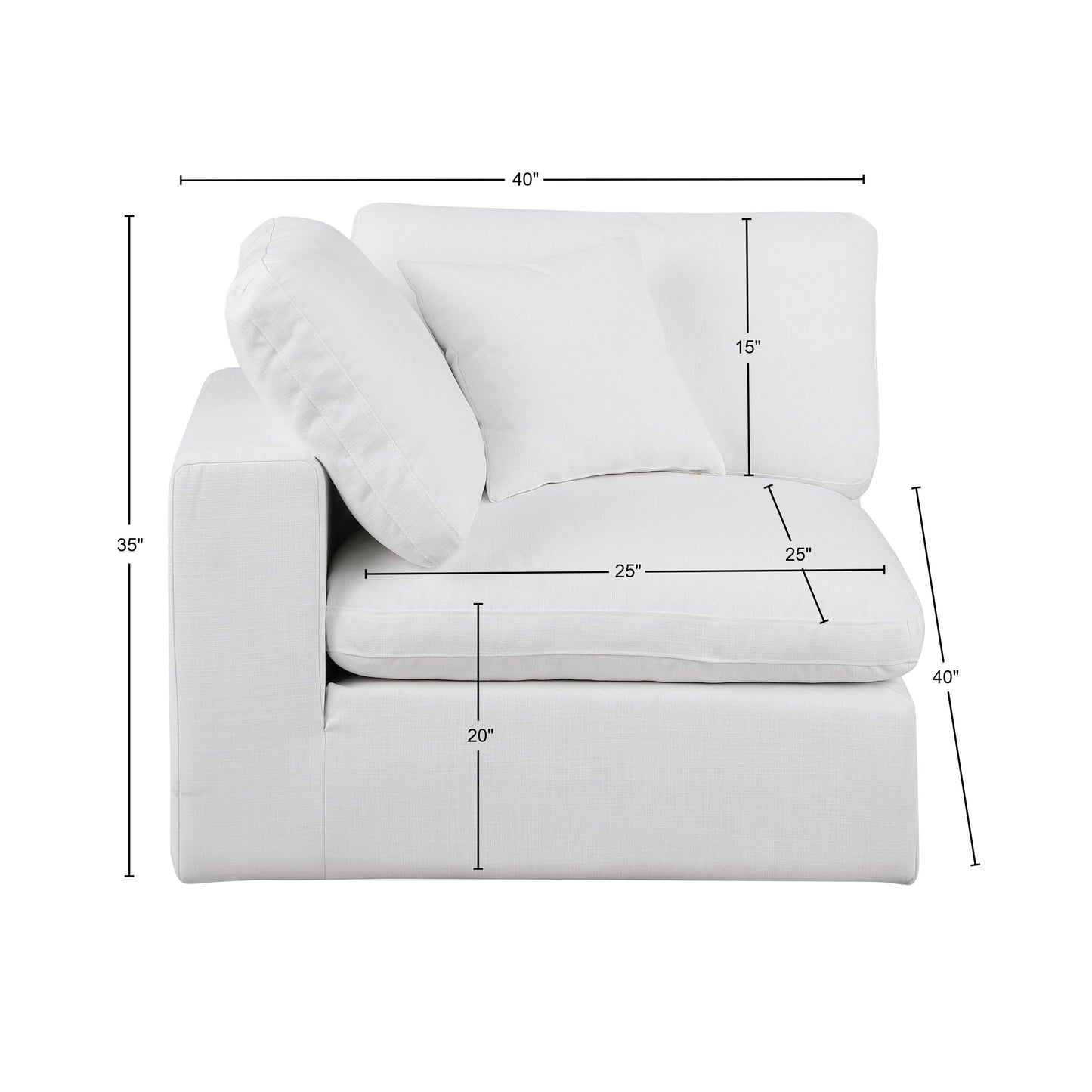 dolce white linen textured fabric modular corner chair corner