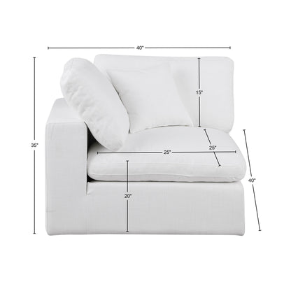 Dolce White Linen Textured Fabric Modular Corner Chair Corner