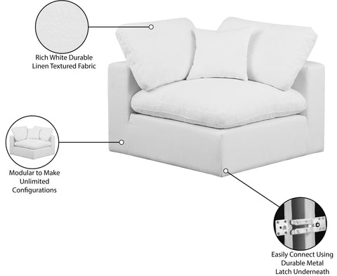 Farrah White Linen Textured Fabric Upholstered Corner Chair, 1 Piece