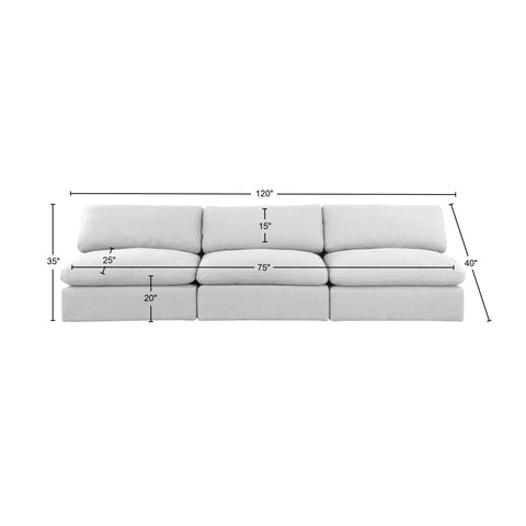 Dolce White Linen Textured Fabric Modular Sofa S117