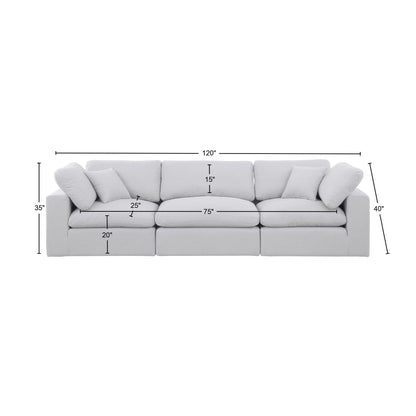 Dolce White Linen Textured Fabric Modular Sofa S119