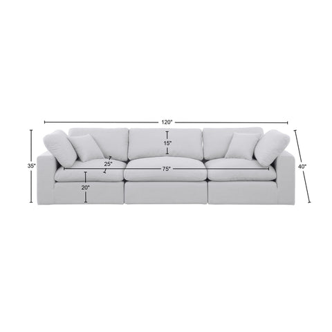 Dolce White Linen Textured Fabric Modular Sofa S119