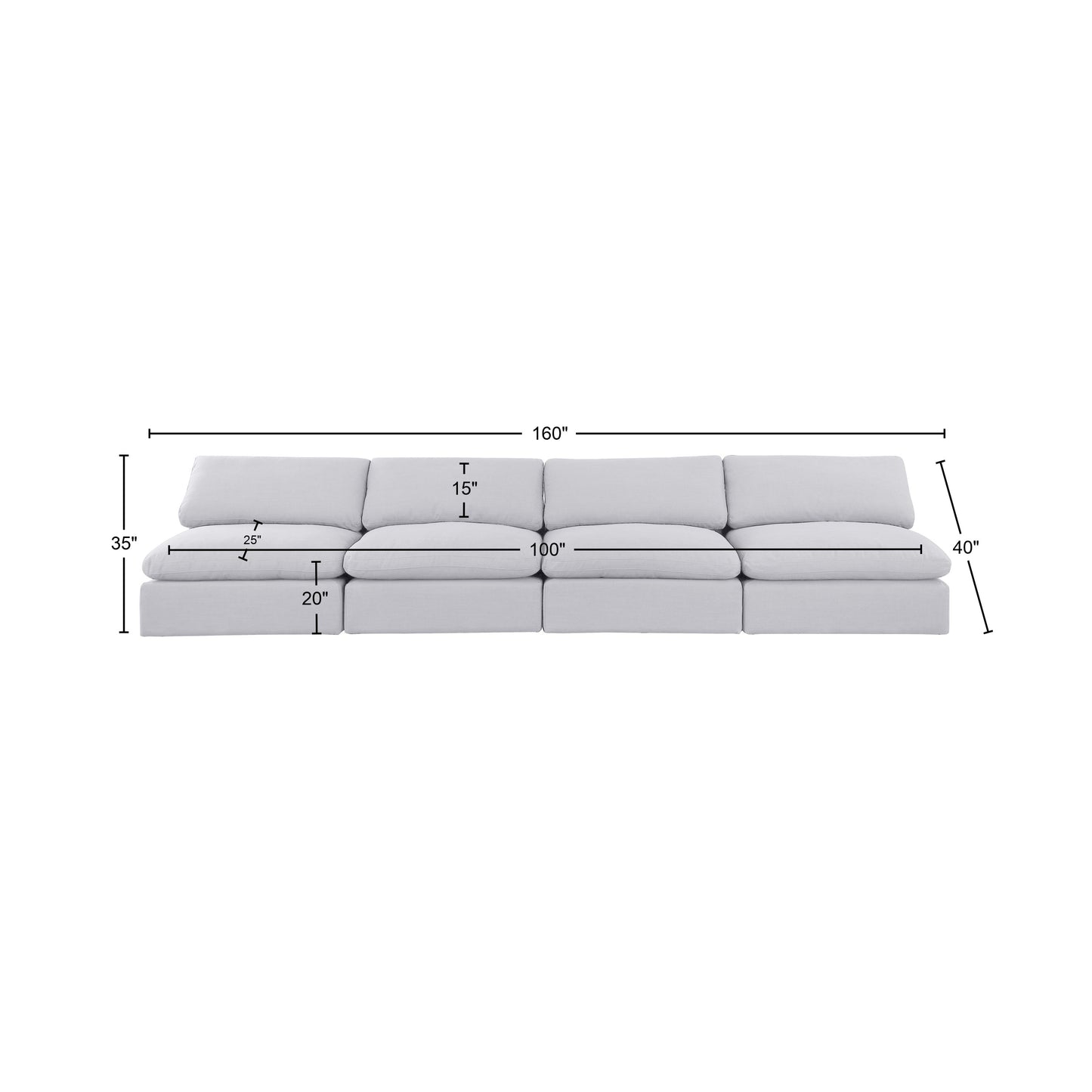 dolce white linen textured fabric modular sofa s156