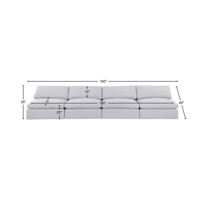 Dolce White Linen Textured Fabric Modular Sofa S156