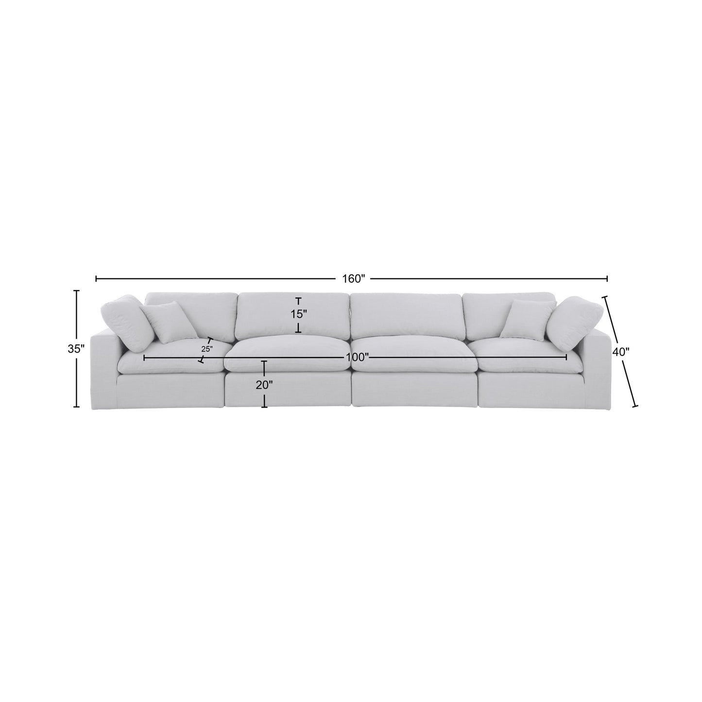 dolce white linen textured fabric modular sofa s158