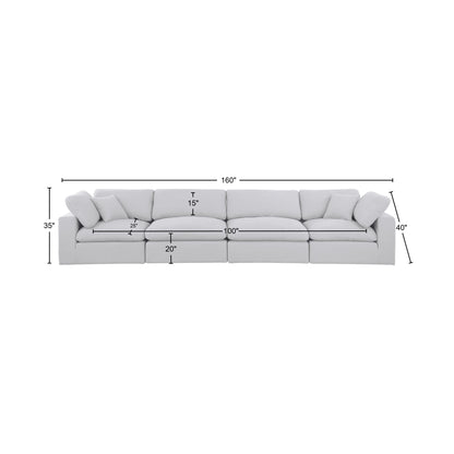 Dolce White Linen Textured Fabric Modular Sofa S158