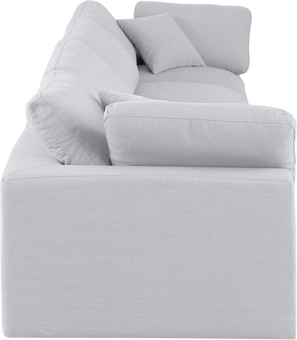 Dolce White Linen Textured Fabric Modular Sofa S158