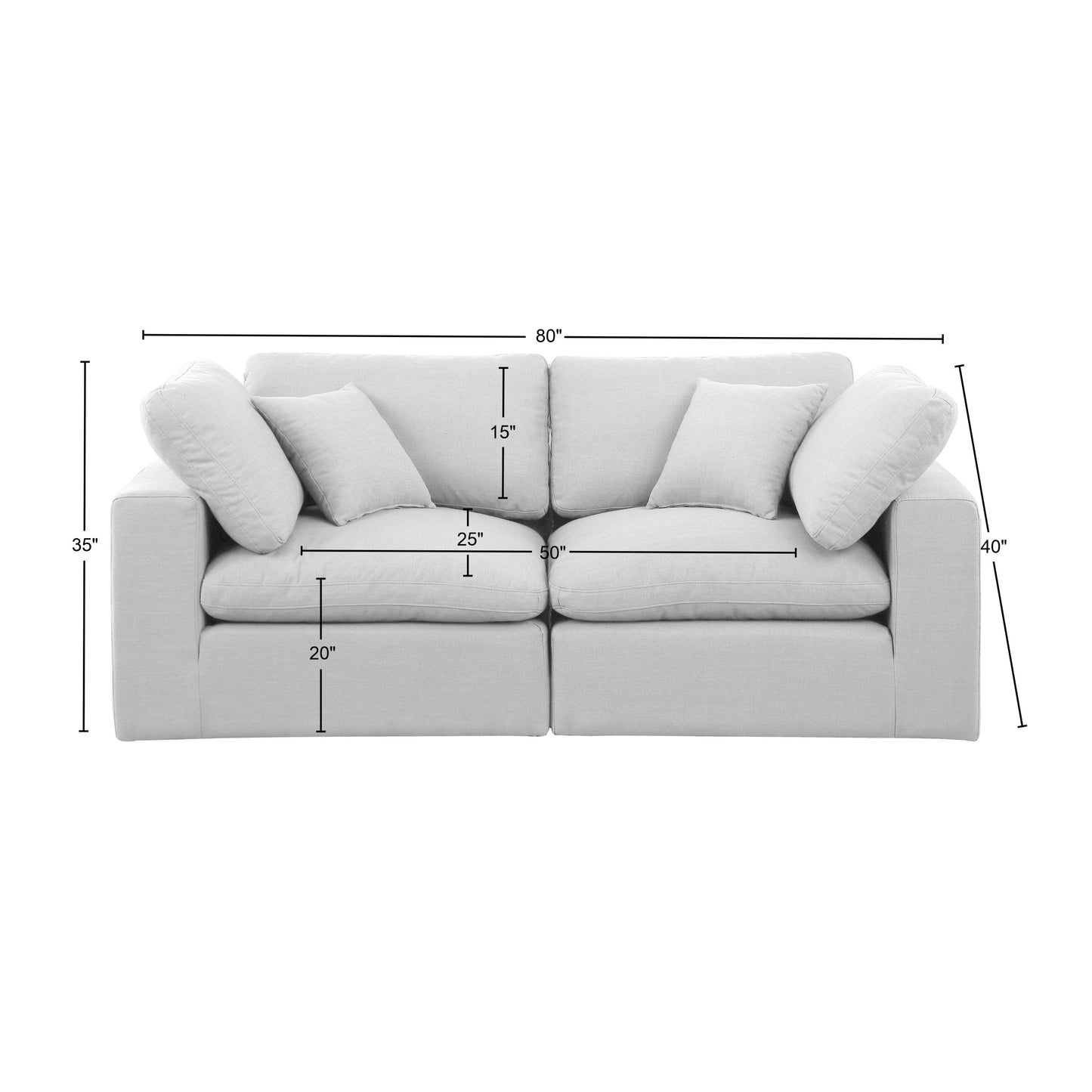 dolce white linen textured fabric modular sofa s80