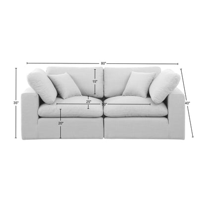 Dolce White Linen Textured Fabric Modular Sofa S80