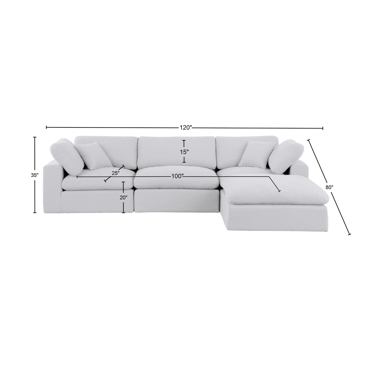 dolce white linen textured fabric modular sectional sec4a