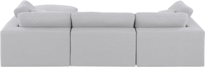 Dolce White Linen Textured Fabric Modular Sectional Sec4A