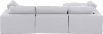 Dolce White Linen Textured Fabric Modular Sectional Sec4A