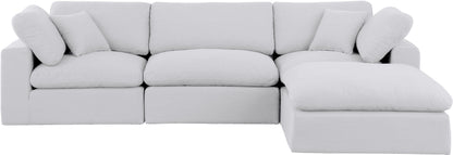 Dolce White Linen Textured Fabric Modular Sectional Sec4A