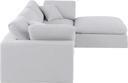 Dolce White Linen Textured Fabric Modular Sectional Sec4A