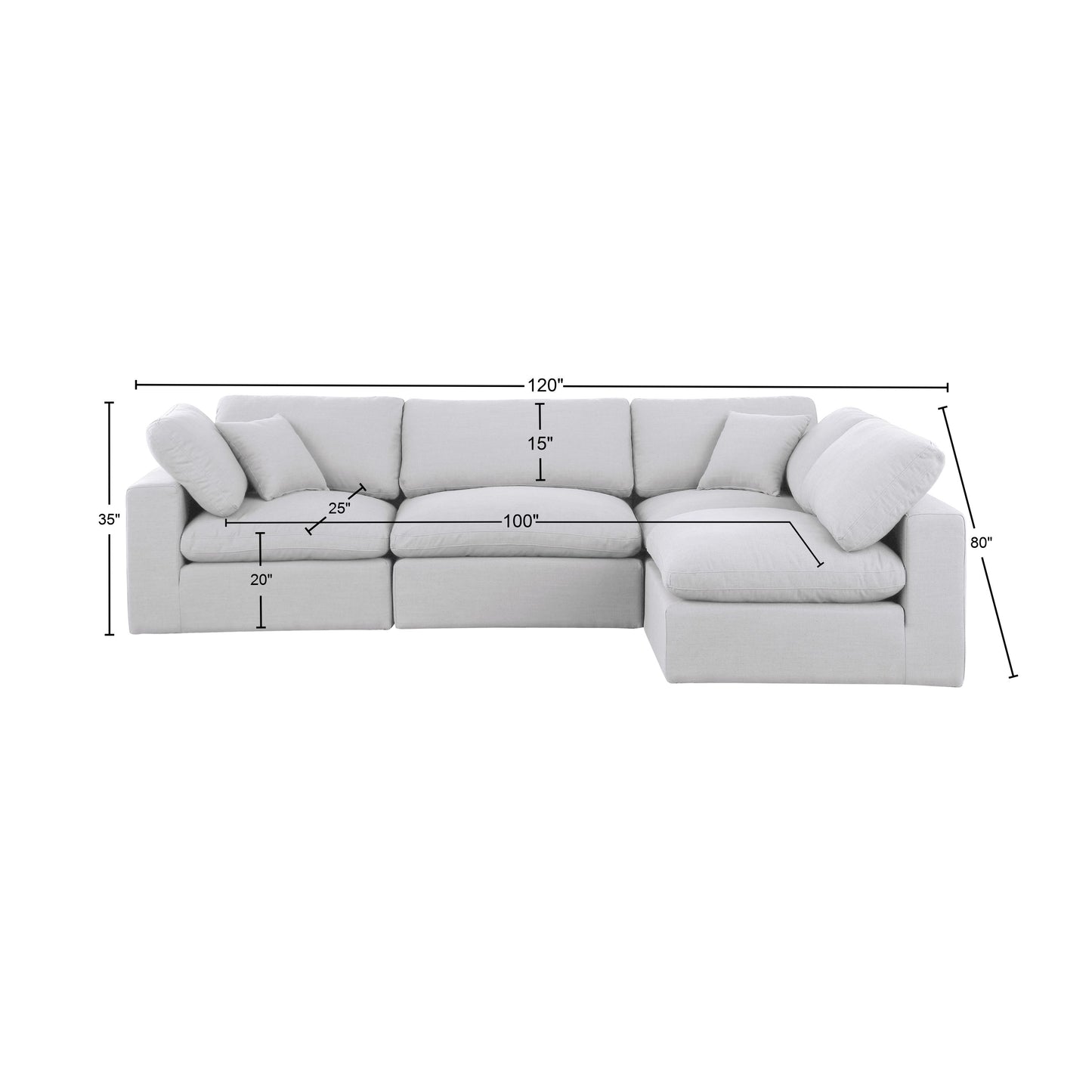 dolce white linen textured fabric modular sectional sec4b