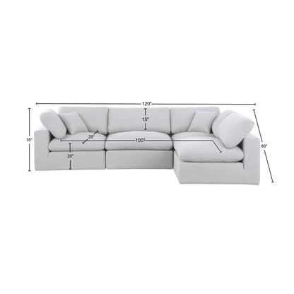 Dolce White Linen Textured Fabric Modular Sectional Sec4B