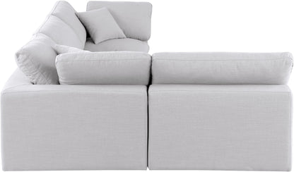 Dolce White Linen Textured Fabric Modular Sectional Sec4B