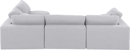 Dolce White Linen Textured Fabric Modular Sectional Sec4B