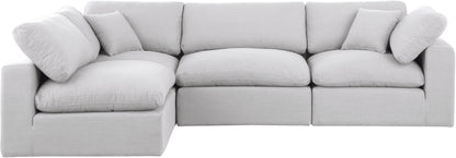 Dolce White Linen Textured Fabric Modular Sectional Sec4B