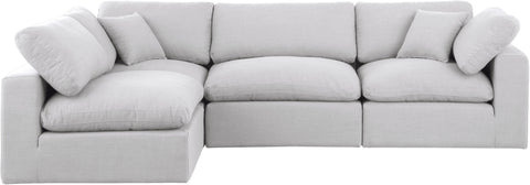 Dolce White Linen Textured Fabric Modular Sectional Sec4B