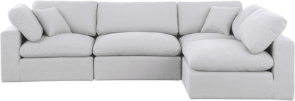 Dolce White Linen Textured Fabric Modular Sectional Sec4B