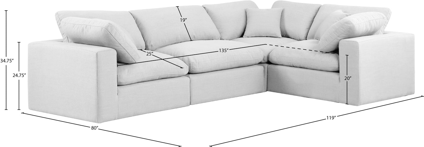 asher white linen textured fabric modular sectional