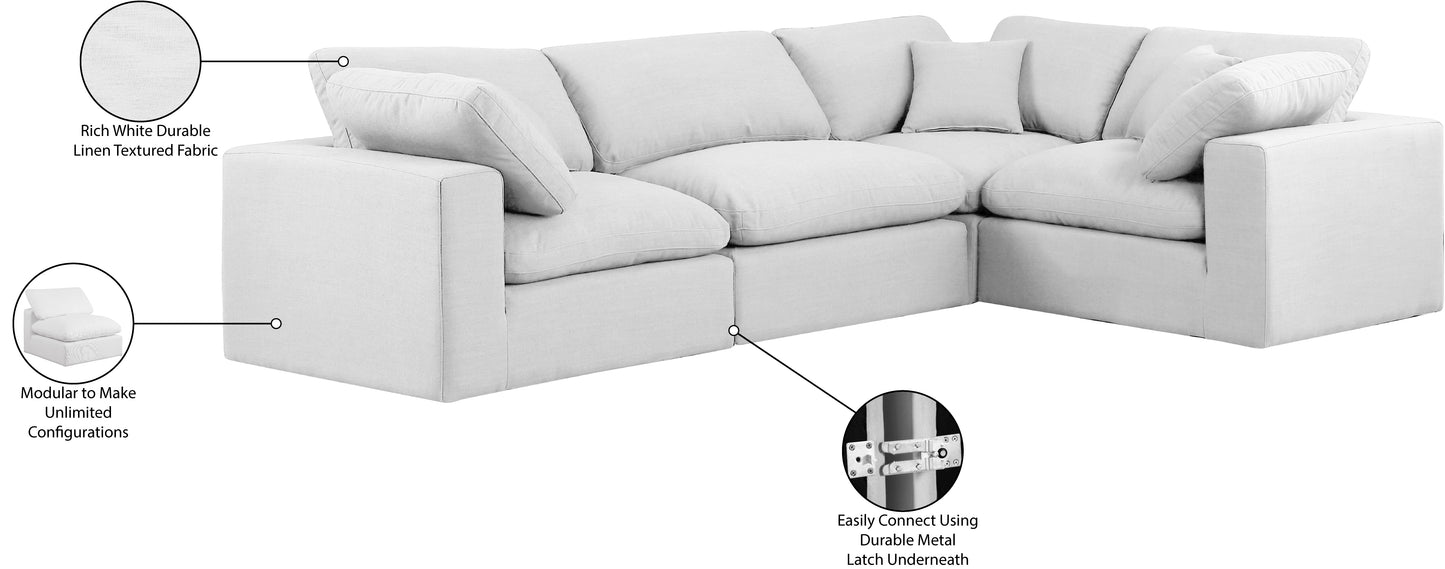 asher white linen textured fabric modular sectional