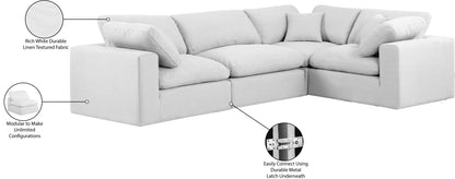 Asher White Linen Textured Fabric Modular Sectional