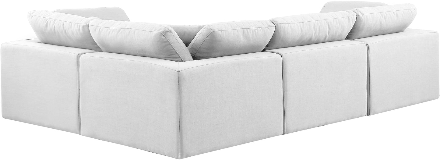 asher white linen textured fabric modular sectional