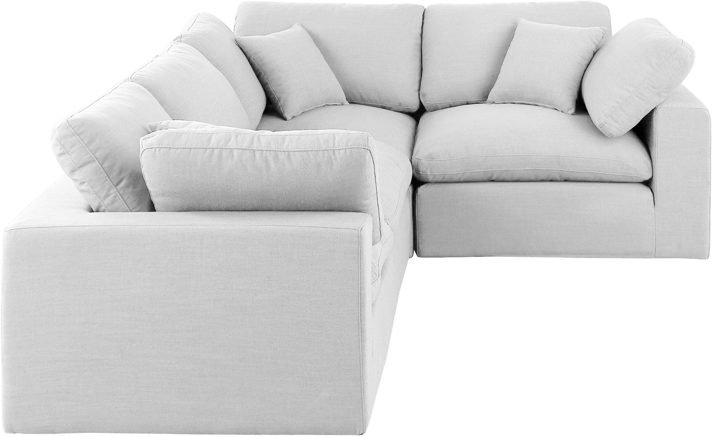 asher white linen textured fabric modular sectional