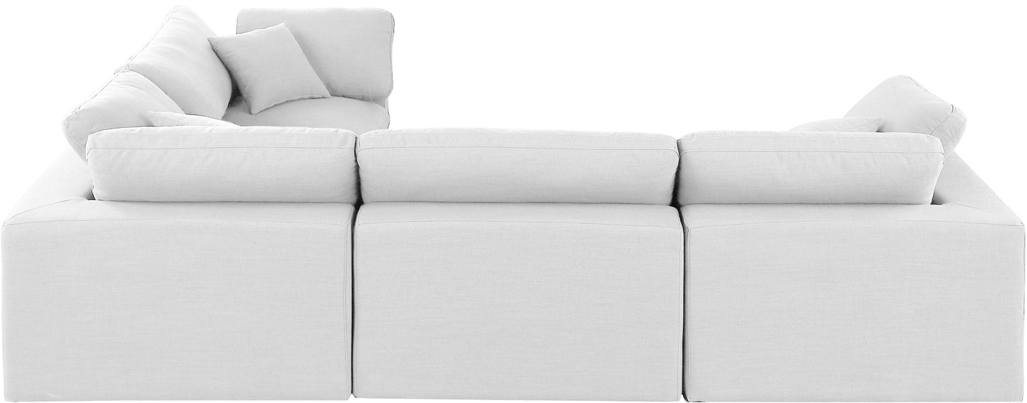 asher white linen textured fabric modular sectional