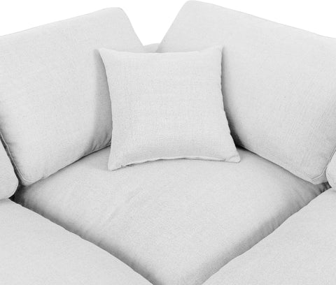 Asher White Linen Textured Fabric Modular Sectional