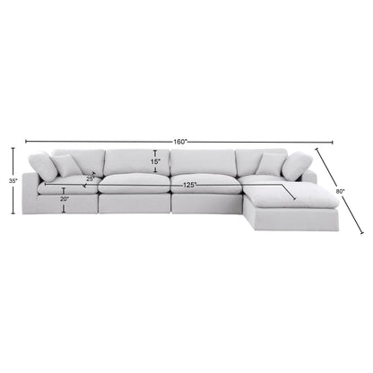 Dolce White Linen Textured Fabric Modular Sectional Sec5A