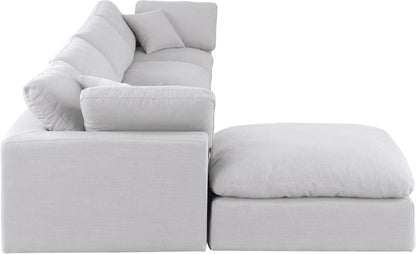 Dolce White Linen Textured Fabric Modular Sectional Sec5A