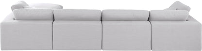 Dolce White Linen Textured Fabric Modular Sectional Sec5A