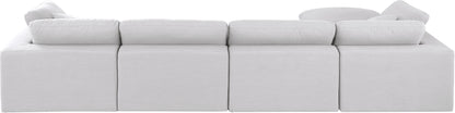 Dolce White Linen Textured Fabric Modular Sectional Sec5A