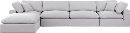 Dolce White Linen Textured Fabric Modular Sectional Sec5A