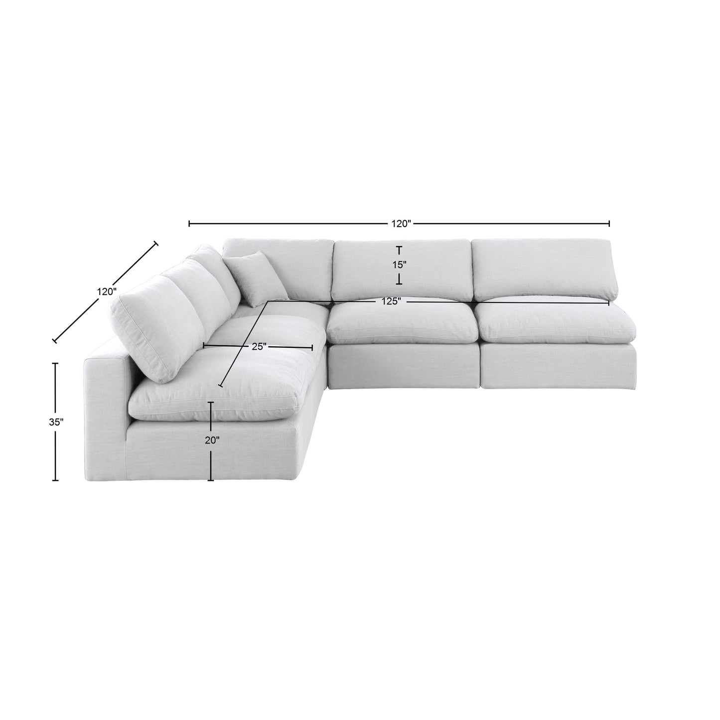 dolce white linen textured fabric modular sectional sec5b