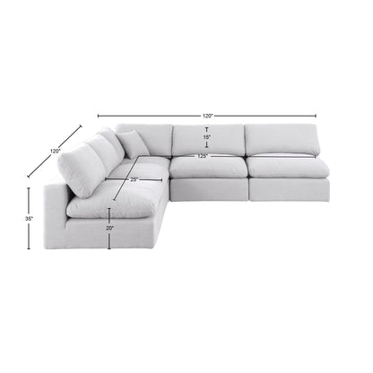 Dolce White Linen Textured Fabric Modular Sectional Sec5B