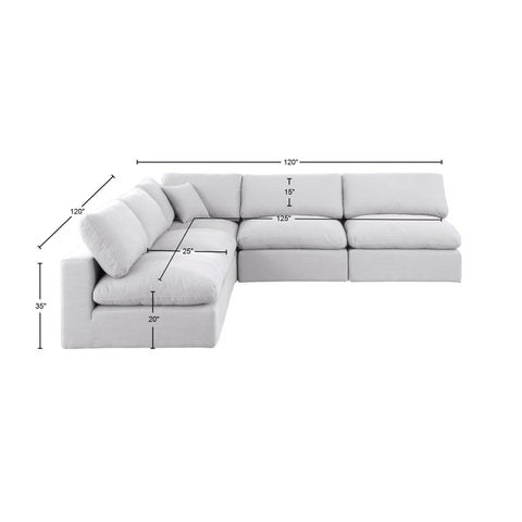 Dolce White Linen Textured Fabric Modular Sectional Sec5B