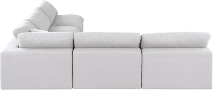 Dolce White Linen Textured Fabric Modular Sectional Sec5B